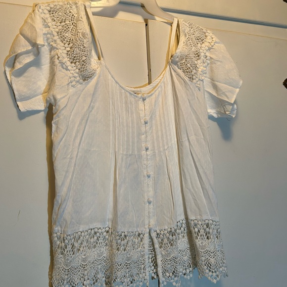 American Rag Tops - American Rag White Tie Front Ruffled Blouse